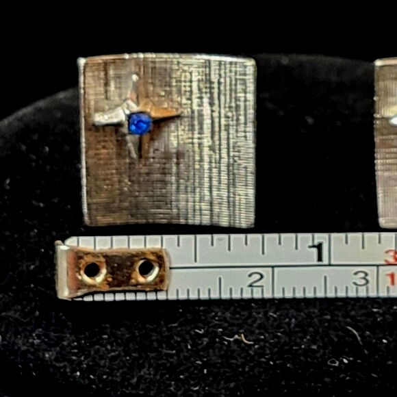 Anson Silver Toned w Four Point Star & Blue Glass Stone - Picture 4 of 4